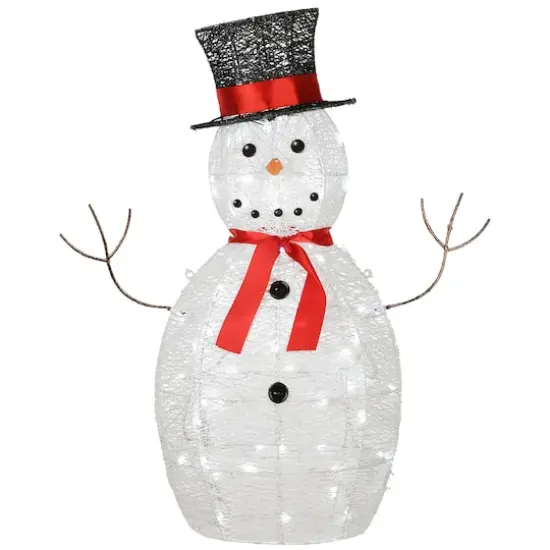 36" Pre-Lit Sisal Snowman Decoration {1}