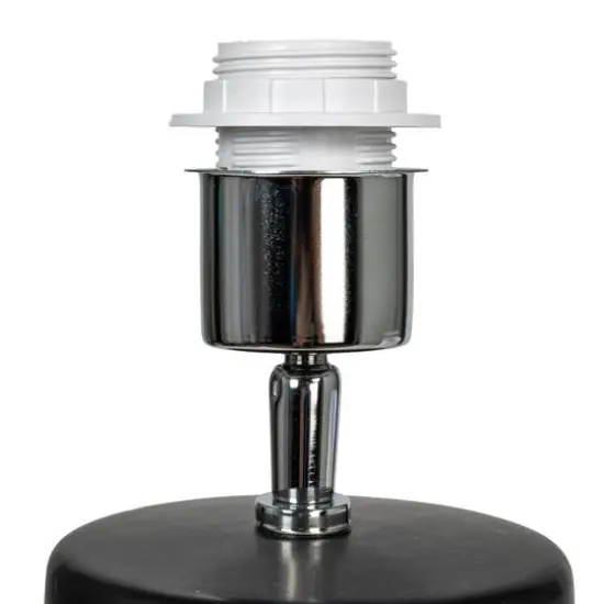 Hello Honey&reg; 20" Black Stoneware Table Lamp with Linen Shade {6}