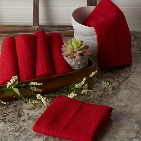 DII&reg; Red Recycled Cotton Waffle Dish Towels, 6ct. {3}