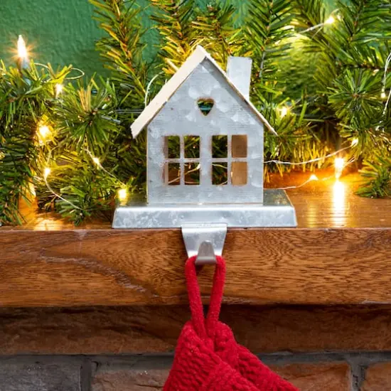 Glitzhome&reg; 6" Galvanized House Stocking Holder {3}