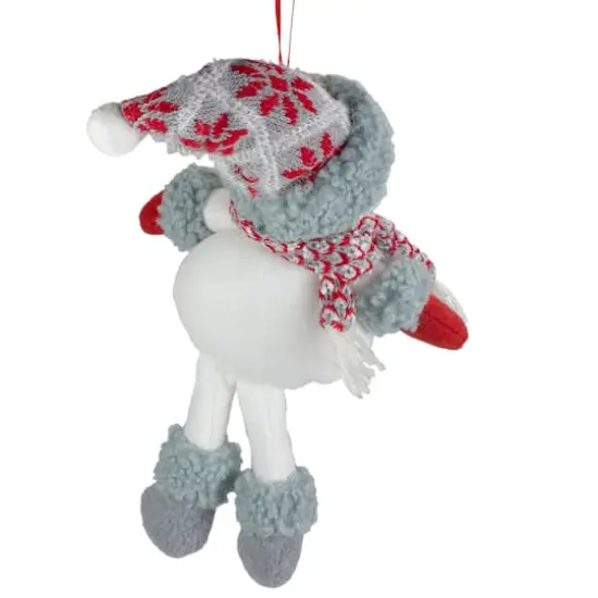 14" Gray & Red Plush Snowman Hanging Christmas Ornament {4}