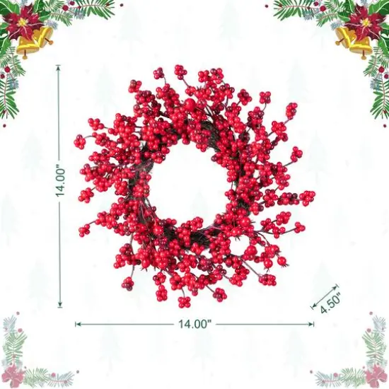 Glitzhome&reg; 14"D Christmas Mini Red Berries Wreath Set {8}