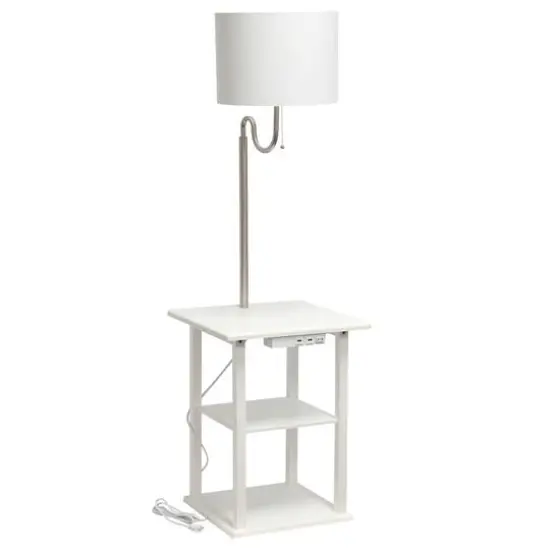 Simple Designs 57" 2 Tier Floor Lamp with USB & Outlet White {11}