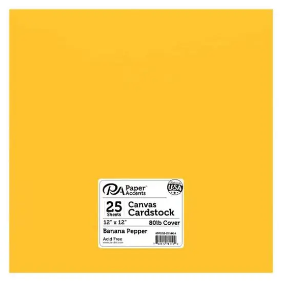 PA Paper&trade; Accents 12" x 12" 80lb. Canvas Cardstock Paper, 25 Sheets Banana Pepper {1}