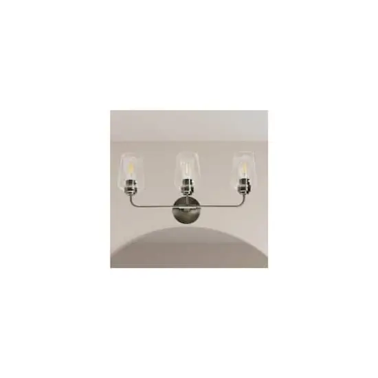 Hello Honey&reg; Robert Stevenson Lighting Holden Metal & Glass 3-Light Vanity Antique Nickel {4}