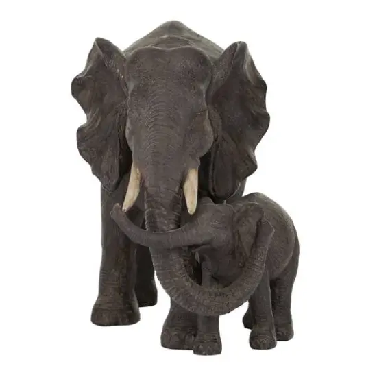 14" Dark Brown Eclectic Elephant Sculpture {3}