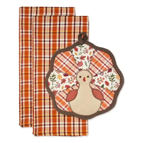 Thanksgiving Holiday Gobble Turkey Potholder Gift Set {1}
