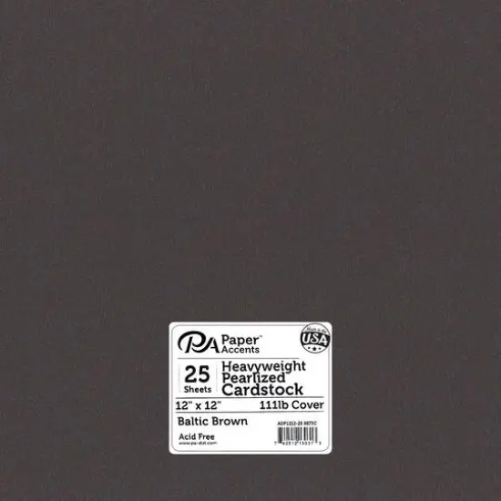 PA Paper&trade; Accents Pearlized 12" x 12" 111lb. Cardstock, 25 Sheets Baltic Brown {1}