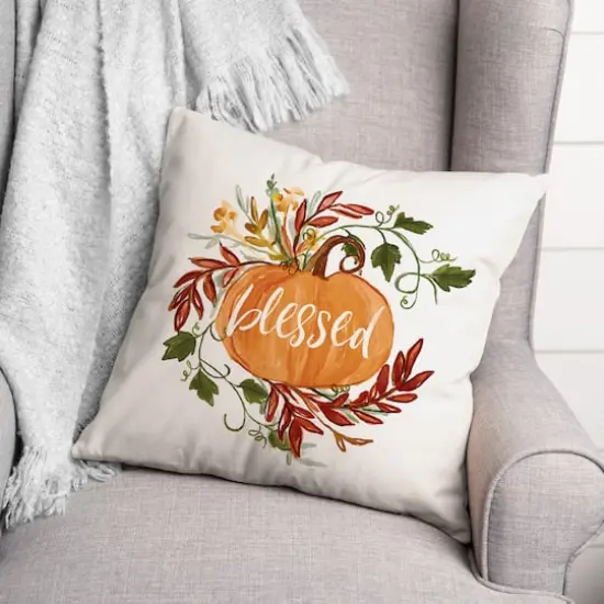 Blessed Pumpkin Vine Throw Pillow {3}