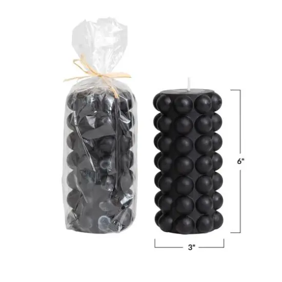 Hello Honey&reg; Unscented Hobnail Pillar Candle Black {6}