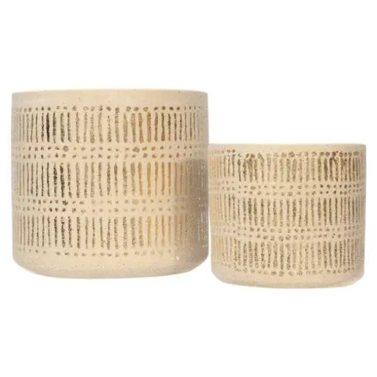 Hello Honey&reg; Gold Stoneware Planters Set {3}