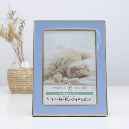 Expressions&trade; 5" x 7" Gold Trim Tabletop Frame by Studio D&eacute;cor&reg; Blue {6}