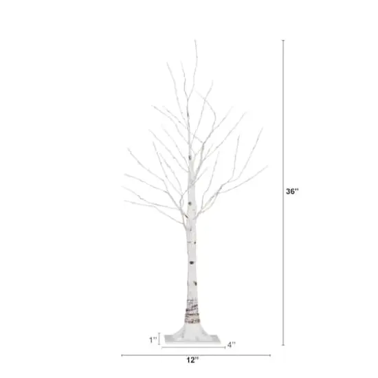 3ft. Pre-Lit White Birch Artificial Christmas Tree, Warm White LED Lights {3}