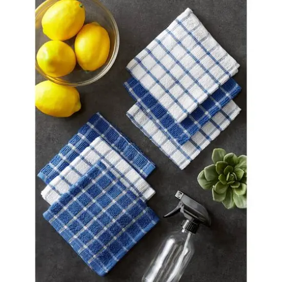 DII&reg; Blue Combo Windowpane Dishcloths, 6ct. {10}
