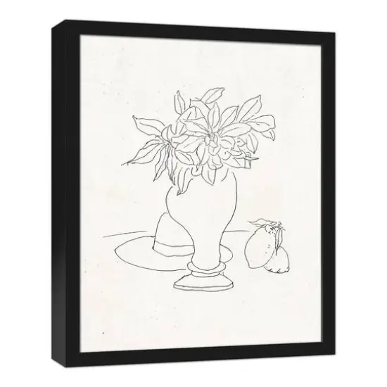 Floral Sketched Still I 16" x 20" Black Framed Canvas {3}