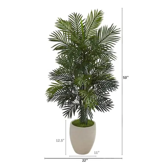 4.4ft. Areca Palm Artificial Plant in Sand Colored Planter {3}