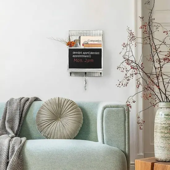 NEX™ 16" Olive Green Wall-Mounted Key & Mail Holder with Chalkboard {6}