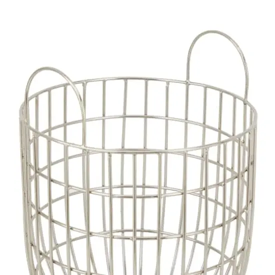 Set of 2 Silver Iron Contemporary Storage Basket, 17" x 13" x 13" {4}