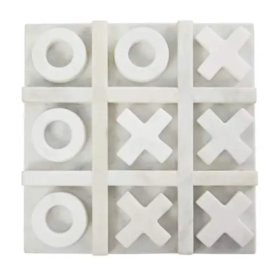 Marble Tic Tac Toe Game Set White {1}