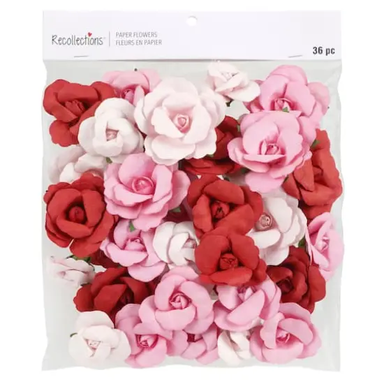 Pink & Red Paper Roses by Recollections&trade;, 36ct. {4}