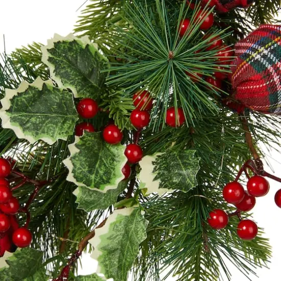 Glitzhome&reg; 24" Pre-Lit Ornament, Berry, Holly & Pine Wreath {8}