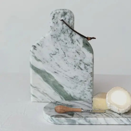 Hello Honey 12" x 8" Green Marble Cutting Board with Knife {4}