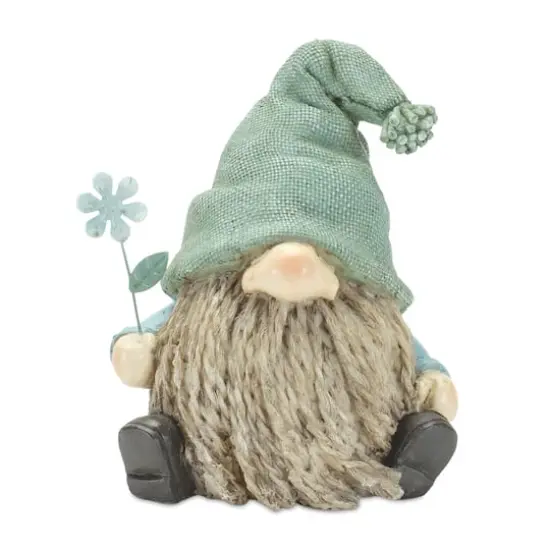 5.25" Faux Stone Garden Gnome with Flower Figurines Set {5}