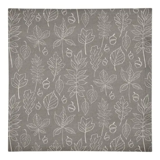 Gray Leaf Pattern Cotton Twill Napkin {1}
