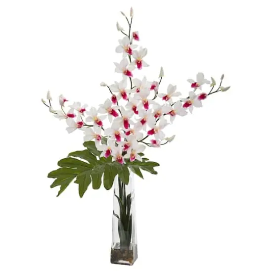33" Dendrobium Tropical Orchid Arrangement in Vase White {1}