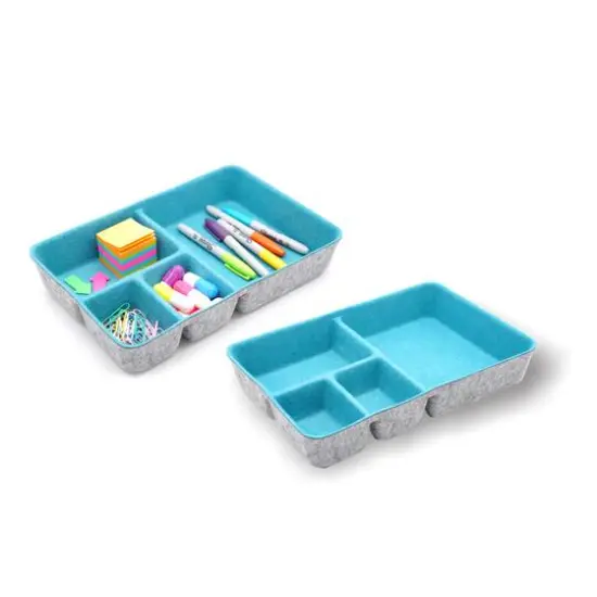 Welaxy 2 Piece Felt 4 Compartment Drawer Organizer Trays Turquoise {8}