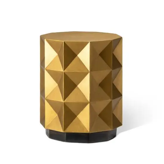 Glitzhome&reg; 17" Antique Gold Geometric Side Table {1}
