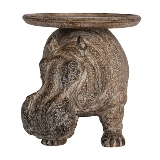 Hello Honey® 16.75" Gray Decorative Hippo Pedestal with Distressed Finish {9}