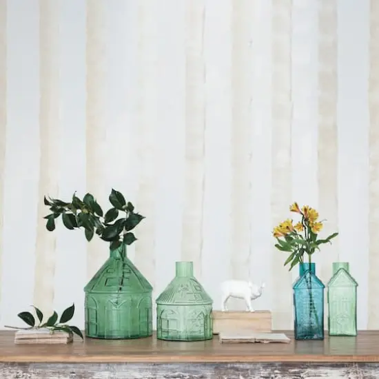 Hello Honey&reg; 10.5" Charming Glass House-Shaped Vase Set {3}