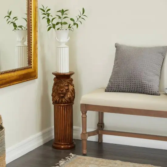 Bronze Polystone Traditional Pedestal Table, 25" x 8" x 9" {9}