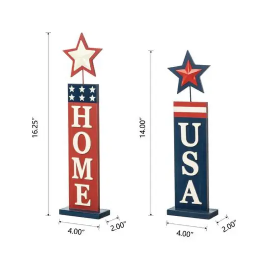 Glitzhome&reg; Americana Firecracker Table Sign Set {8}