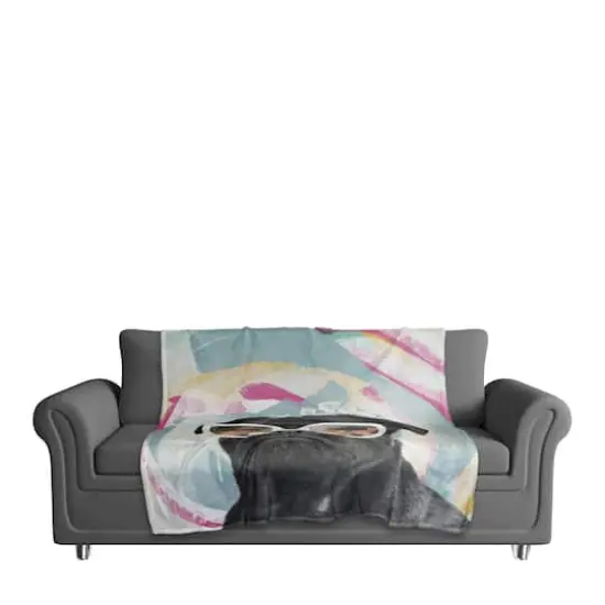 Kaleidoscope Pug 50" x 60" Coral Fleece Blanket {4}