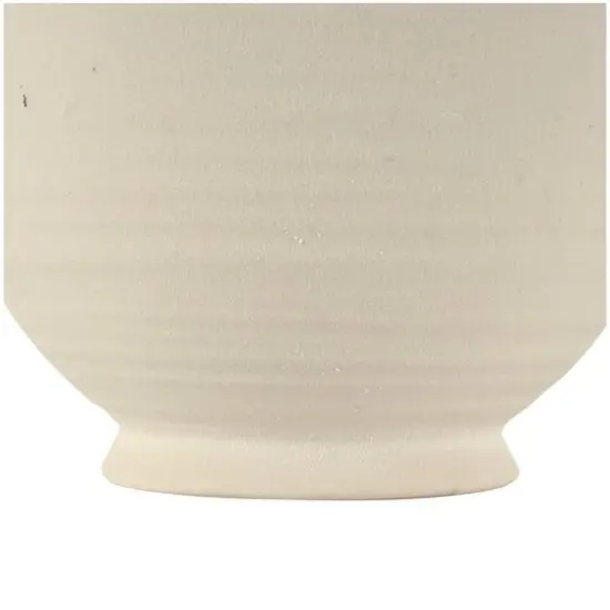 13" Ceramic Textured Vase with Ring Handles White {6}