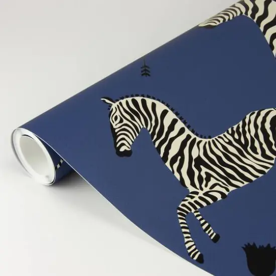 Scalamandre Denim Zebra Safari Peel & Stick Wallpaper {3}