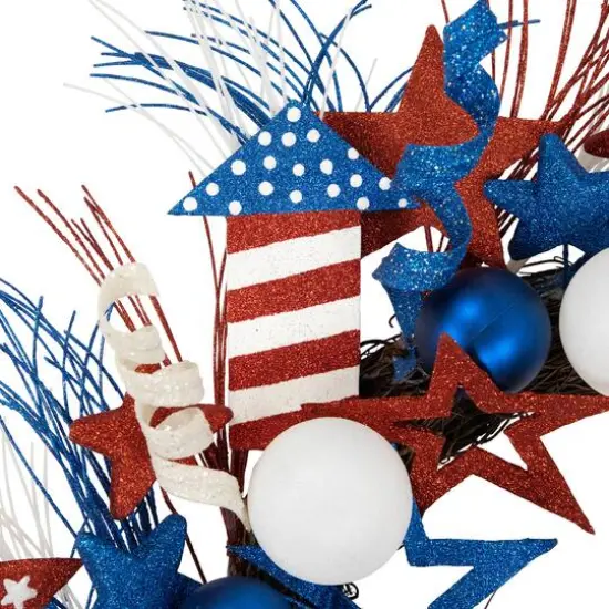 22" Glittered Stars & Rockets Patriotic Wreath {5}