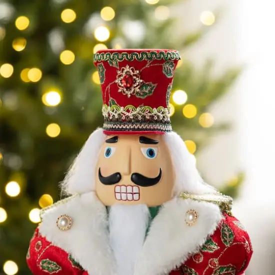 Glitzhome&reg; 20"H Faux Fur Christmas Nutcracker Figurine {4}
