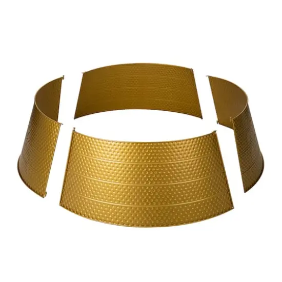 Glitzhome&reg; 40.5" Christmas Gold Hammered Metal Tree Collar {9}