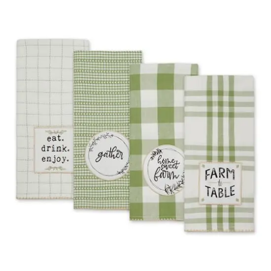 Antique GreenFarm To Table Embellished Dishtowel (Set of 4) {4}