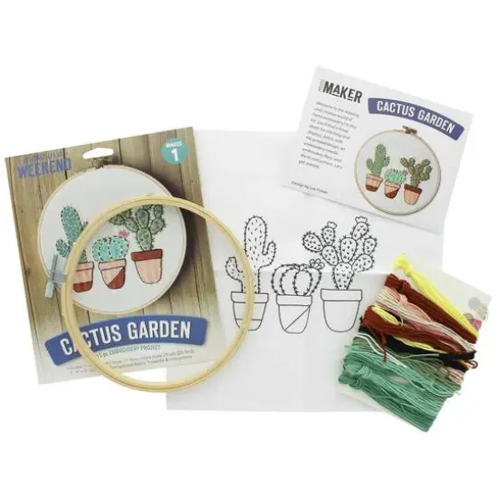 Leisure Arts&reg; Make in a Weekend 6" Cactus Garden Embroidery Kit {4}