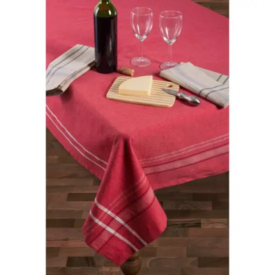 Tango Red French Chambray Tablecloth 60" x 84" {4}