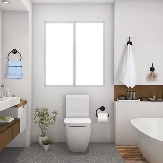 Stainless Steel Towel Ring & Toilet Paper Holder Set Black {4}