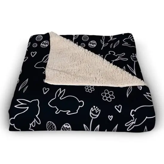 Easter Bunny Pattern Blanket 50" x 60" Sherpa Fleece Blanket {3}
