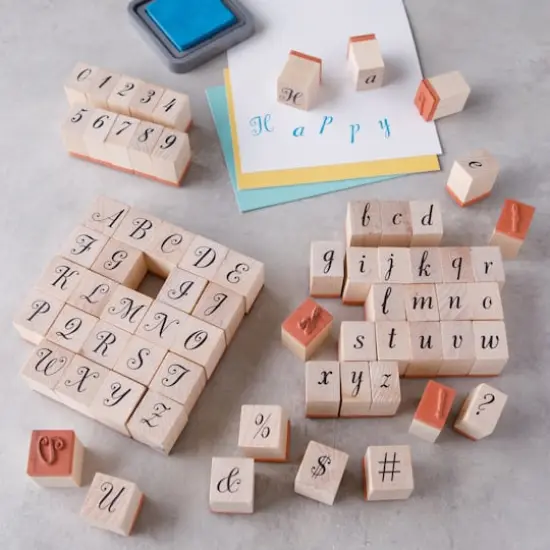 Script Alphabet & Numbers Wood Stamp Set by Recollections&trade; {3}