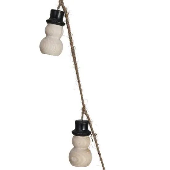 Hello Honey&reg; 6ft. Decorative Wood Snowman with Jute Rope Garland {4}