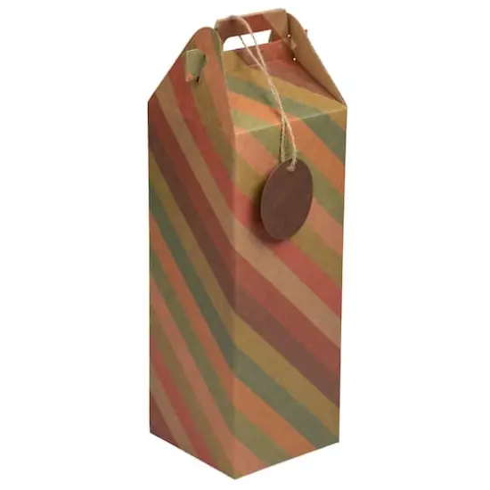 JAM Paper Striped Kraft Christmas Wine Boxes with Tag, 2ct. {1}