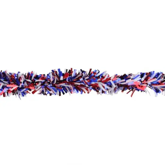 12ft. Red, White & Blue Wide Cut Patriotic Tinsel Garland {3}